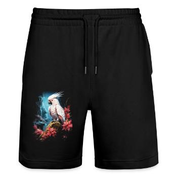 Cockatoo Bird Lover - Stanley/Stella Trainer Unisex Organic Jogging Shorts - black - Front - Nik (191cm) & Marisol (170cm)