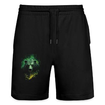 Wald Grizzlybär Bär Mystisch - Stanley/Stella Unisex Bio Joggingshorts Trainer  - Schwarz - Vorne - Nik (191cm) & Marisol (170cm)