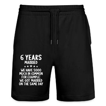 We have a lot in common 6th wedding anniversary - Stanley/Stella Trainer Unisex Organic Jogging Shorts - black - Front - Nik (191cm) & Marisol (170cm)