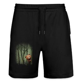 Animaux de la forêt Ours dans la forêt Expérience de la nature Protection de l’environnement - Short de jogging bio TRAINER Stanley/Stella unisexe - noir - Devant - Nik (191cm) & Marisol (170cm)