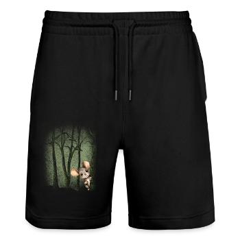 Animal dans la forêt petite sourisprotection de l’environnement - Short de jogging bio TRAINER Stanley/Stella unisexe - noir - Devant - Nik (191cm) & Marisol (170cm)