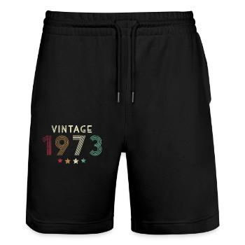 Vintage 1973 année de naissance rétro cadeau d’anniversaire - Short de jogging bio TRAINER Stanley/Stella unisexe - noir - Devant - Nik (191cm) & Marisol (170cm)