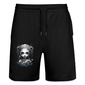 Gothic Girl Halloween Fantasy Dark - Stanley/Stella Trainer Unisex Organic Jogging Shorts - black - Front - Nik (191cm) & Marisol (170cm)