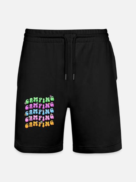 Camping Retro Style 70s Hippie Flower Power - Stanley/Stella Trainer Unisex Organic Jogging Shorts - black