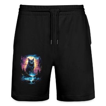 Artwork Cat Kitten Fantasy Fairy Tale - Stanley/Stella Trainer Unisex Organic Jogging Shorts - black - Front - Nik (191cm) & Marisol (170cm)