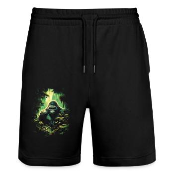 Gorilla Artwork Nature Animal - Stanley/Stella Trainer Unisex Organic Jogging Shorts - black - Front - Nik (191cm) & Marisol (170cm)