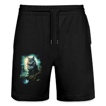 Artwork Cat Kitten Fantasy Fairy Tale - Stanley/Stella Trainer Unisex Organic Jogging Shorts - black - Front - Nik (191cm) & Marisol (170cm)