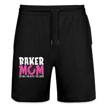 Baker Mom The Idol The Myth Loves Baking Bakers - Stanley/Stella Trainer Unisex Organic Jogging Shorts - black - Front - Nik (191cm) & Marisol (170cm)