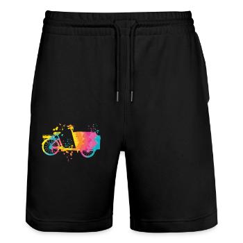 Heavy Duty Bike Cargo Bike Cargo Bike Cargo Bike - Stanley/Stella Trainer Unisex Organic Jogging Shorts - black - Front - Nik (191cm) & Marisol (170cm)