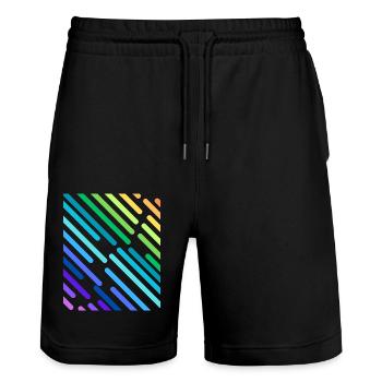 REGENBOGEN-STREIFEN - Stanley/Stella Unisex Bio Joggingshorts Trainer  - Schwarz - Vorne - Nik (191cm) & Marisol (170cm)