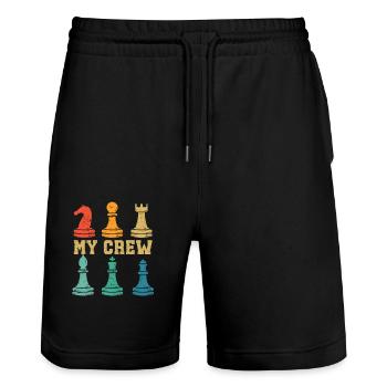 My Team Chess Player Funny Retro - Stanley/Stella Trainer Unisex Organic Jogging Shorts - black - Front - Nik (191cm) & Marisol (170cm)