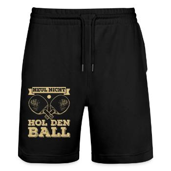 Heul nicht, hol den Ball Tischtennisspieler - Stanley/Stella Unisex Bio Joggingshorts Trainer  - Schwarz - Vorne - Nik (191cm) & Marisol (170cm)