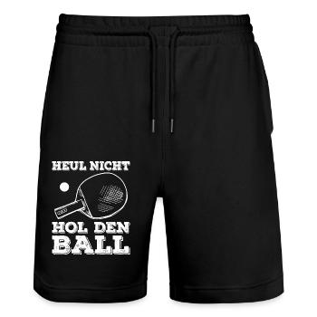 Heul nicht, hol den Ball Tischtennisspieler - Stanley/Stella Unisex Bio Joggingshorts Trainer  - Schwarz - Vorne - Nik (191cm) & Marisol (170cm)