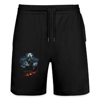 Fantasy Chevalier Château Magie Conte de Fées Mythique Gothique - Short de jogging bio TRAINER Stanley/Stella unisexe - noir - Devant - Nik (191cm) & Marisol (170cm)