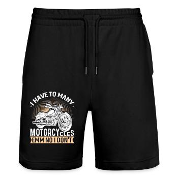 I have too many motorcycles... emm no I did - Stanley/Stella Trainer Unisex Organic Jogging Shorts - black - Front - Nik (191cm) & Marisol (170cm)
