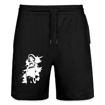 Le cool Cyberpunk Style Anime Boy Otaku de Shibuya - Short de jogging bio TRAINER Stanley/Stella unisexe - noir - Devant - Nik (191cm) & Marisol (170cm)