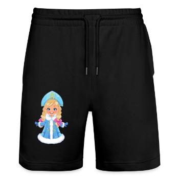 Ded Moroz Snegurotschka russischer Weihnachtsmann - Stanley/Stella Unisex Bio Joggingshorts Trainer  - Schwarz - Vorne - Nik (191cm) & Marisol (170cm)