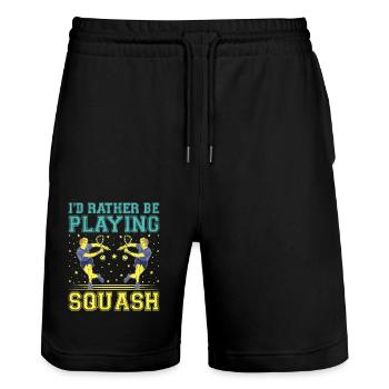 Joueur de squash Joueur de squash Joueur de tennis Raquetball Spor - Short de jogging bio TRAINER Stanley/Stella unisexe - noir - Devant - Nik (191cm) & Marisol (170cm)