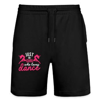 Nur ein Mädchen, das Tanzen liebt. Lustige Tanz - Stanley/Stella Unisex Bio Joggingshorts Trainer  - Schwarz - Vorne - Nik (191cm) & Marisol (170cm)