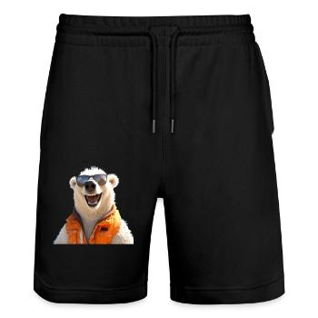 Polar Bear with Sunglasses Bears Love Cute Polar Bears - Stanley/Stella Trainer Unisex Organic Jogging Shorts - black - Front - Nik (191cm) & Marisol (170cm)