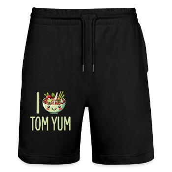 Tom Yum Soup Enthusiast Art - Unique Thai Cuisine - Stanley/Stella Trainer Unisex Organic Jogging Shorts - black - Front - Nik (191cm) & Marisol (170cm)