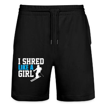 I'm raging like a girl - Stanley/Stella Trainer Unisex Organic Jogging Shorts - black - Front - Nik (191cm) & Marisol (170cm)