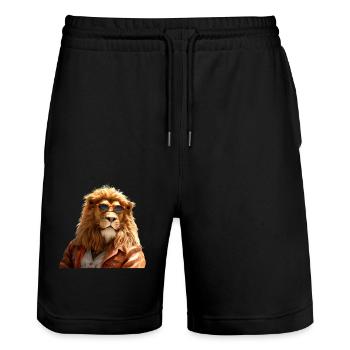 Lion with Sunglasses Dad Lions Love Wild Lion - Stanley/Stella Trainer Unisex Organic Jogging Shorts - black - Front - Nik (191cm) & Marisol (170cm)