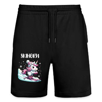 Mignon Licorne Ski Vacances Ski Piste Rose - Short de jogging bio TRAINER Stanley/Stella unisexe - noir - Devant - Nik (191cm) & Marisol (170cm)