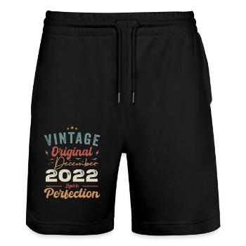Vintage Geburtstag - Dezember 2022 - Geschenkidee - Stanley/Stella Unisex Bio Joggingshorts Trainer  - Schwarz - Vorne - Nik (191cm) & Marisol (170cm)