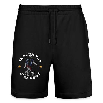 Je Peux Pas J'ai Foot - Short de jogging bio TRAINER Stanley/Stella unisexe - noir - Devant - Nik (191cm) & Marisol (170cm)