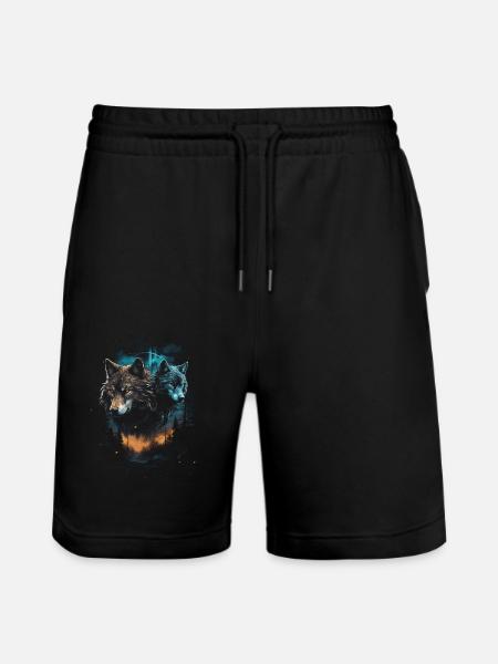 Dunkle Kunst Wolf Wald Mythisch - Stanley/Stella Unisex Bio Joggingshorts Trainer - Schwarz