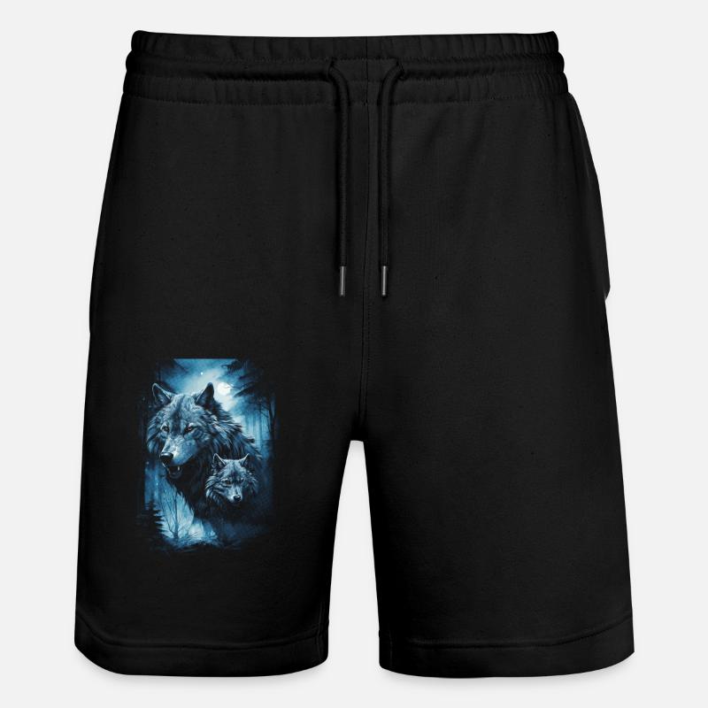 Dunkle Kunst Wolf Wald Mythisch - Stanley/Stella Unisex Bio Joggingshorts Trainer - Schwarz