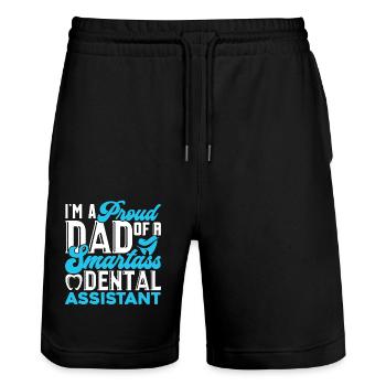 Proud Dad Of Smartass Dental Assistant - Stanley/Stella Trainer Unisex Organic Jogging Shorts - black - Front - Nik (191cm) & Marisol (170cm)