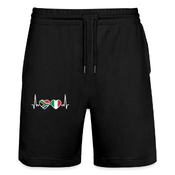 South Africa Italy Heartbeat Flag South African - Stanley/Stella Trainer Unisex Organic Jogging Shorts - black - Front - Nik (191cm) & Marisol (170cm)