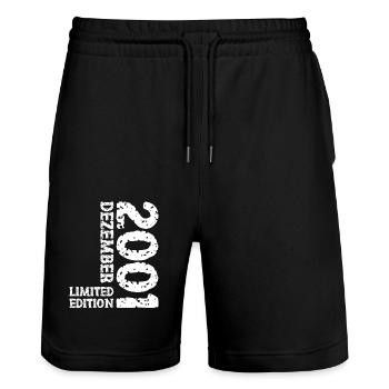 2001 December Limited Edition 22nd Birthday Decoration - Stanley/Stella Trainer Unisex Organic Jogging Shorts - black - Front - Nik (191cm) & Marisol (170cm)