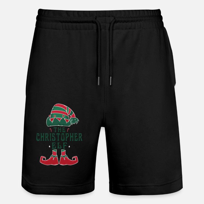 Christopher Elf Personalized Name Christmas - Stanley/Stella Trainer Unisex Organic Jogging Shorts - black