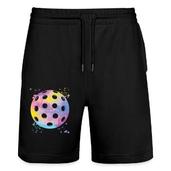 Pickleball Colorsplash Wiffleball Club - Short de jogging bio TRAINER Stanley/Stella unisexe - noir - Devant - Nik (191cm) & Marisol (170cm)