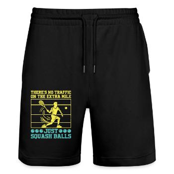 Squash Player Squash Tennis Player Raquetball Spor - Stanley/Stella Trainer Unisex Organic Jogging Shorts - black - Front - Nik (191cm) & Marisol (170cm)