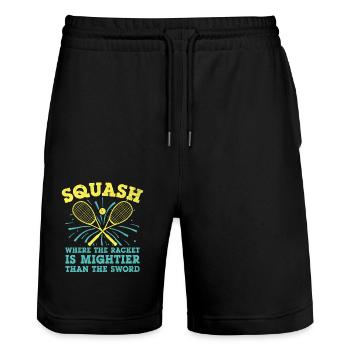 Joueur de squash Joueur de squash Joueur de tennis Raquetball Spor - Short de jogging bio TRAINER Stanley/Stella unisexe - noir - Devant - Nik (191cm) & Marisol (170cm)