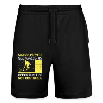 Joueur de squash Joueur de squash Joueur de tennis Raquetball Spor - Short de jogging bio TRAINER Stanley/Stella unisexe - noir - Devant - Nik (191cm) & Marisol (170cm)