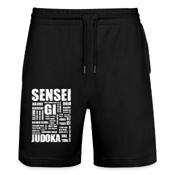 Judo - Short de jogging bio TRAINER Stanley/Stella unisexe - noir - Devant - Nik (191cm) & Marisol (170cm)
