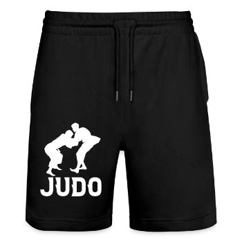 Judo - Short de jogging bio TRAINER Stanley/Stella unisexe - noir - Devant - Nik (191cm) & Marisol (170cm)