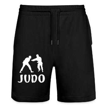 Judo - Short de jogging bio TRAINER Stanley/Stella unisexe - noir - Devant - Nik (191cm) & Marisol (170cm)