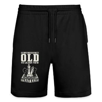 Chess Player Chessboard Strategist Saying Chess - Stanley/Stella Trainer Unisex Organic Jogging Shorts - black - Front - Nik (191cm) & Marisol (170cm)