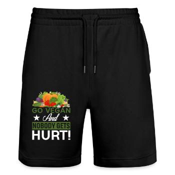 Werde Veganer Und Niemand Wird Verletzt! - Stanley/Stella Unisex Bio Joggingshorts Trainer  - Schwarz - Vorne - Nik (191cm) & Marisol (170cm)