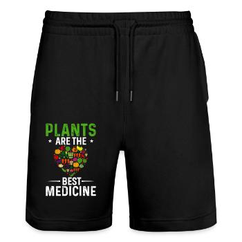 Les plantes sont le meilleur remède - Short de jogging bio TRAINER Stanley/Stella unisexe - noir - Devant - Nik (191cm) & Marisol (170cm)