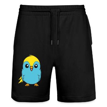 Cute little parakeet - Stanley/Stella Trainer Unisex Organic Jogging Shorts - black - Front - Nik (191cm) & Marisol (170cm)