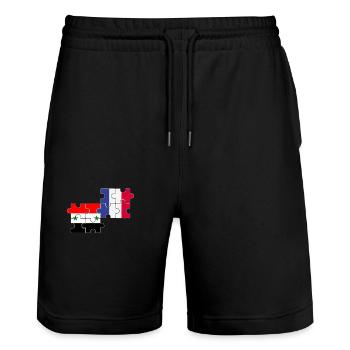 Syrie, France, drapeau, Français, Syriens - Short de jogging bio TRAINER Stanley/Stella unisexe - noir - Devant - Nik (191cm) & Marisol (170cm)
