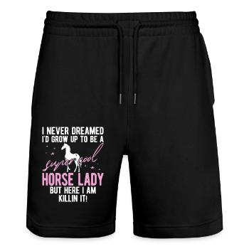 Horse Mom Horses Saying Horse Rider Gift - Stanley/Stella Trainer Unisex Organic Jogging Shorts - black - Front - Nik (191cm) & Marisol (170cm)