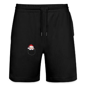 Rentier Pocket Funny Xmas Santa Claus - Stanley/Stella Unisex Bio Joggingshorts Trainer  - Schwarz - Vorne - Nik (191cm) & Marisol (170cm)